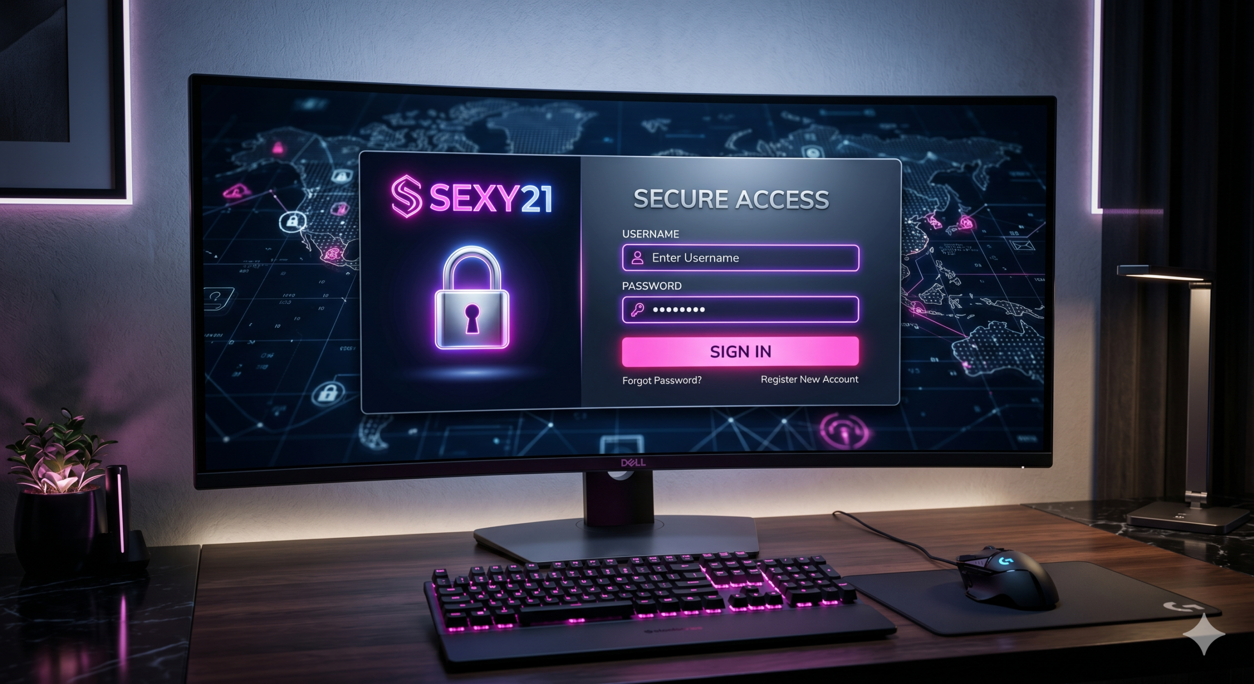 หน้าจอการล็อกอินเข้าสู่ระบบ SEXY21 ผ่านช่องทางที่ปลอดภัยพร้อมสัญลักษณ์แม่กุญแจ SSL