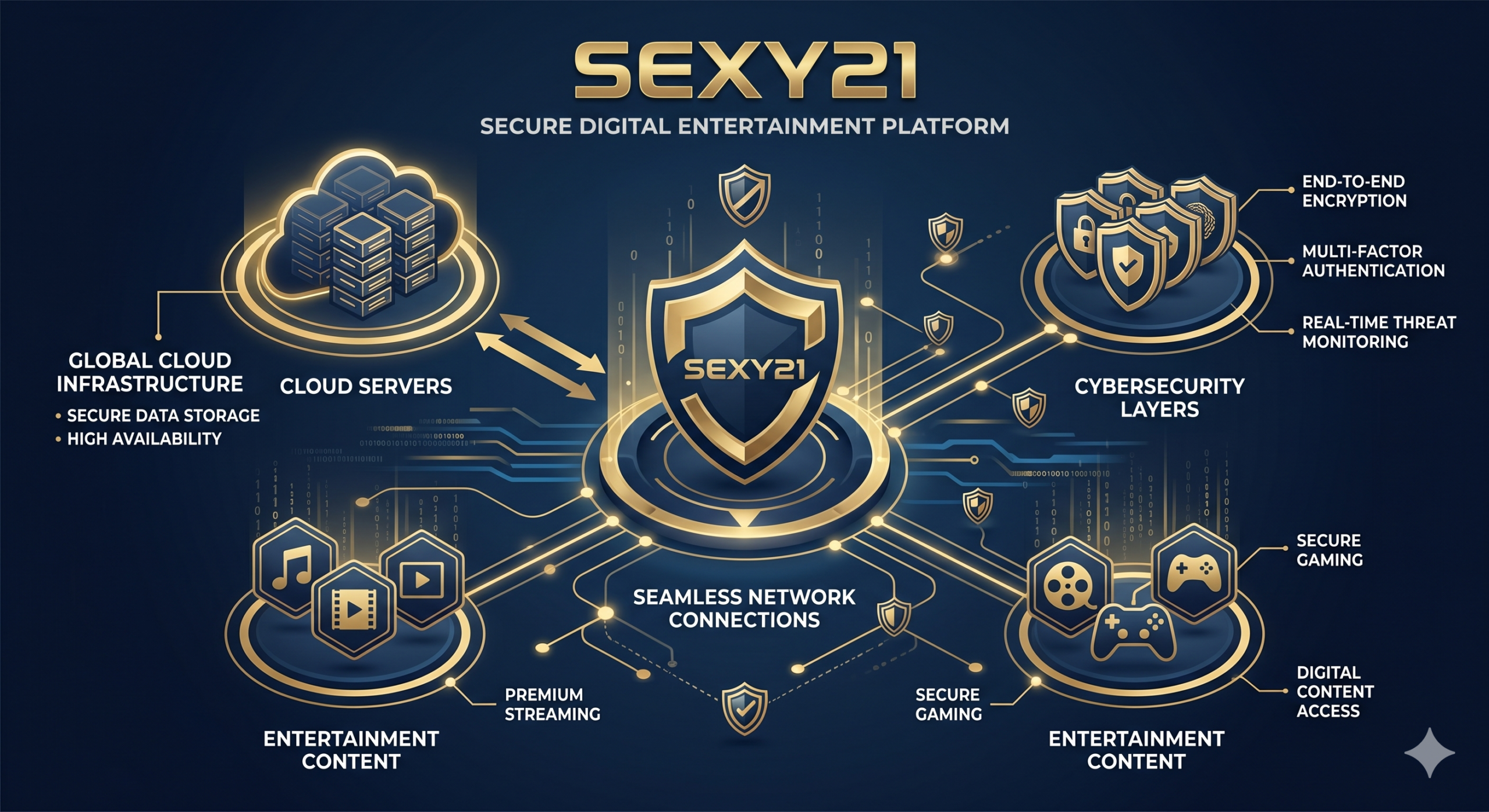 แผนผังอธิบายระบบการทำงานและเทคโนโลยีความปลอดภัยของแพลตฟอร์ม SEXY21